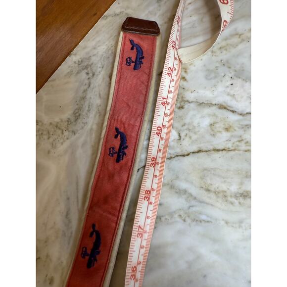 Preppy J Crew Canvas Belt Whale Print Nantucket Red S/M - Picture 5 of 6
